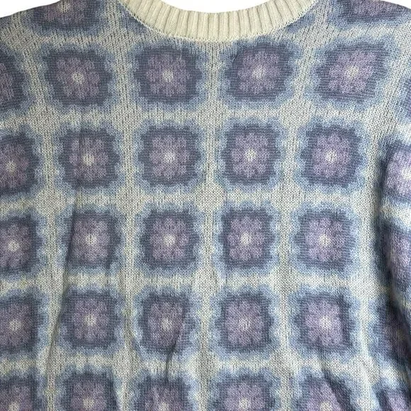 No Comment Knitted Sweater Cardigan Button Front Crop Multi Flower Floral L New - Picture 7 of 12